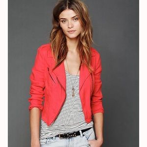 Free People Lovely in Linen Motorcycle Jacket